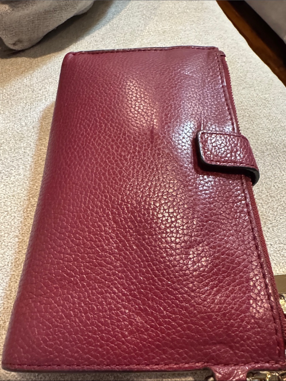 Michael Kors Raspberry Red Pebbled Leather Large Bifold Wristlet - Picture 14 of 14